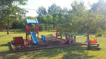 Playground with slides and swings
