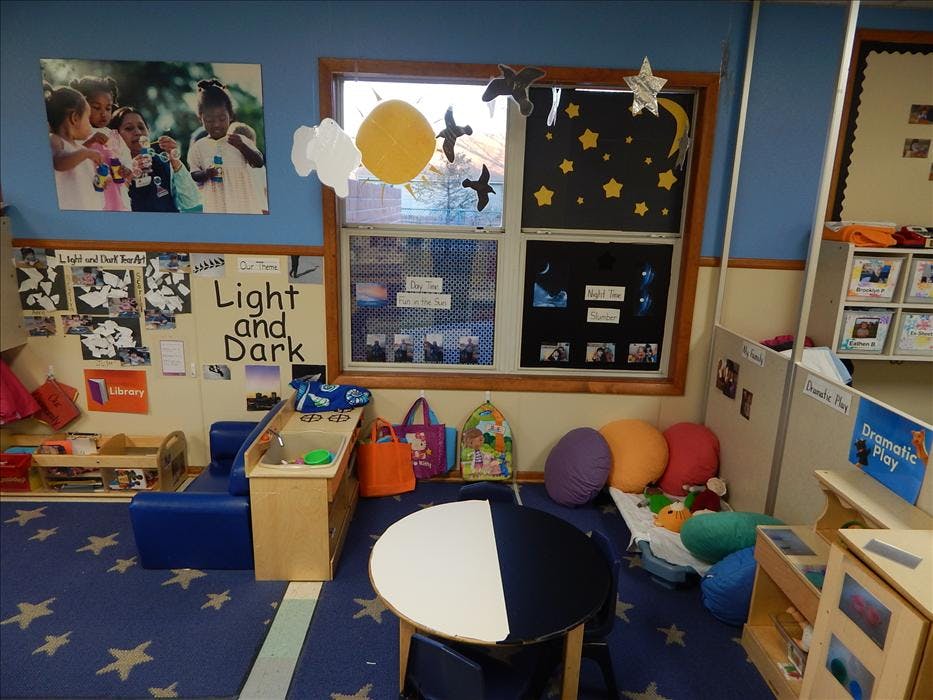 children's classroom with a light and dark theme