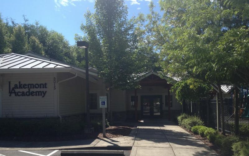 Lakemont Academy building entrance and sign
