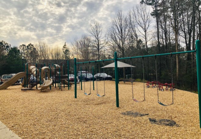 Playground with slides and swings
