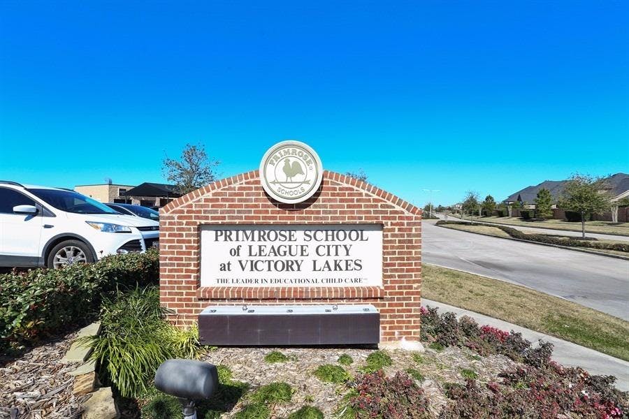 Brick sign for Primrose School of League City at Victory Lakes