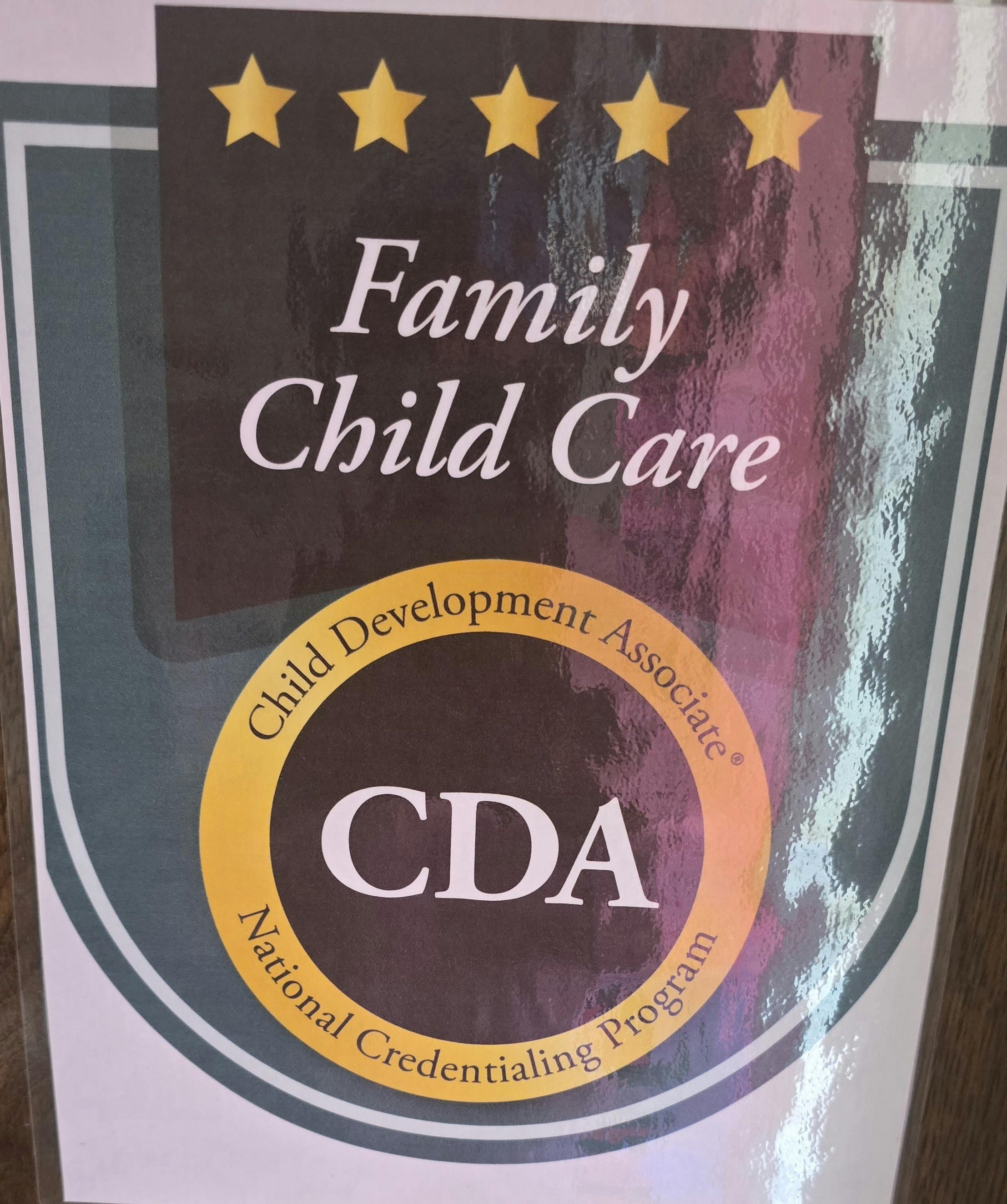 Sign featuring text about a Child Development Associate credential and child care