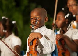 Child playing a violin