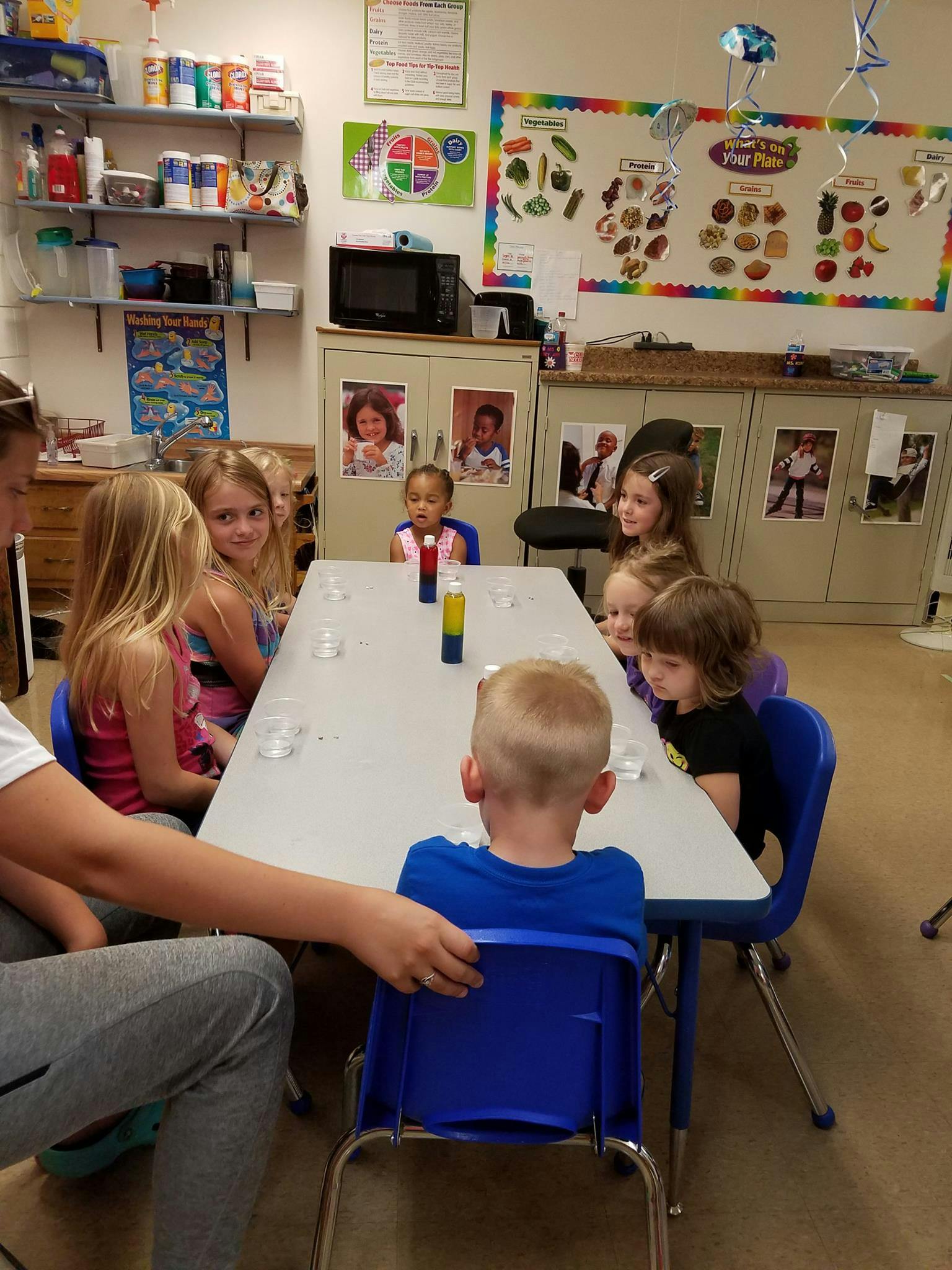 Children sitting around a table in a classroom