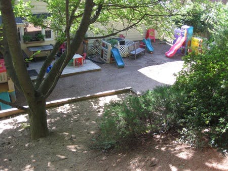 Outdoor playground with slides and play structures