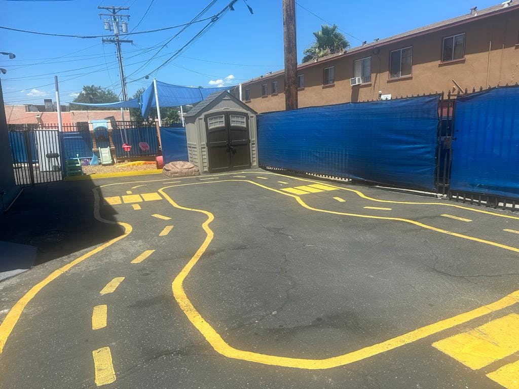 Playground with painted road on asphalt