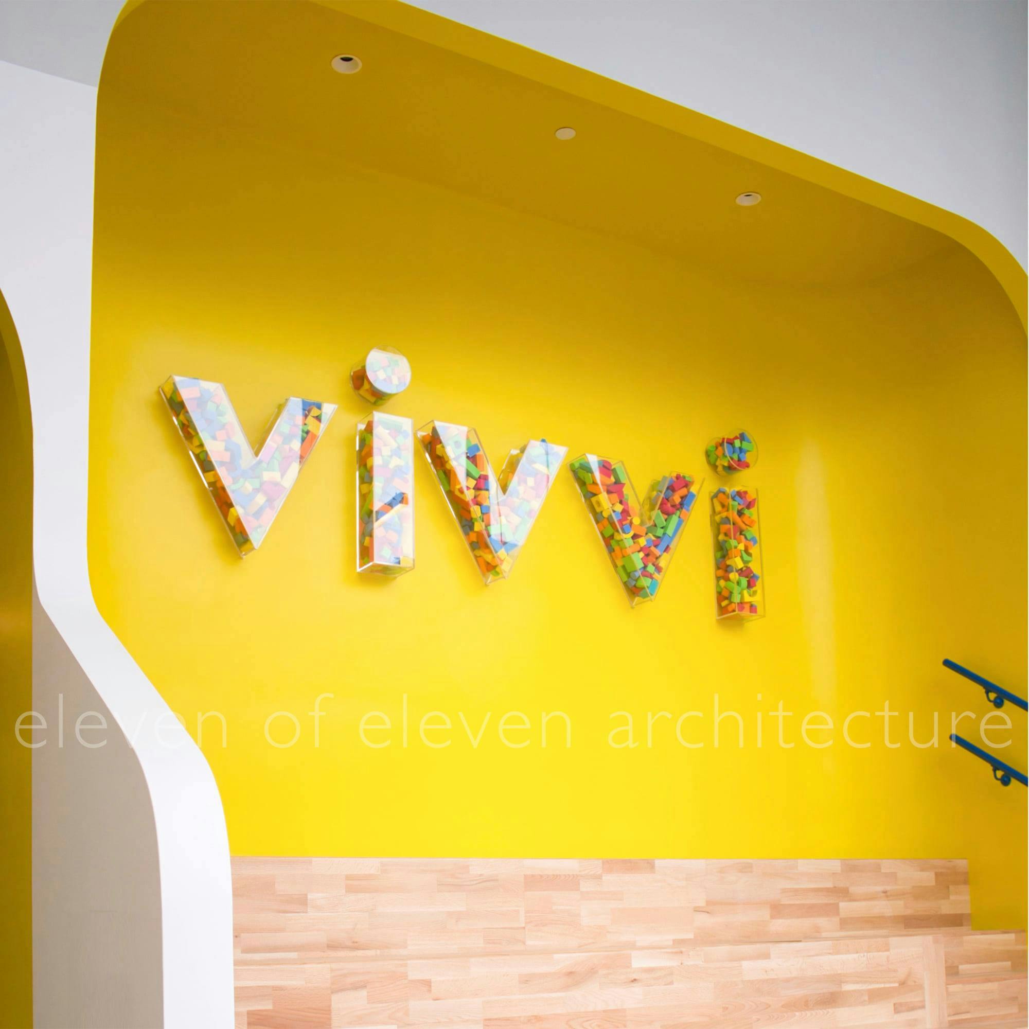 VIVVI sign on a yellow wall