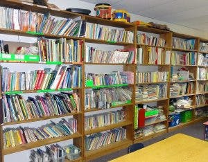 Bookshelves filled with books