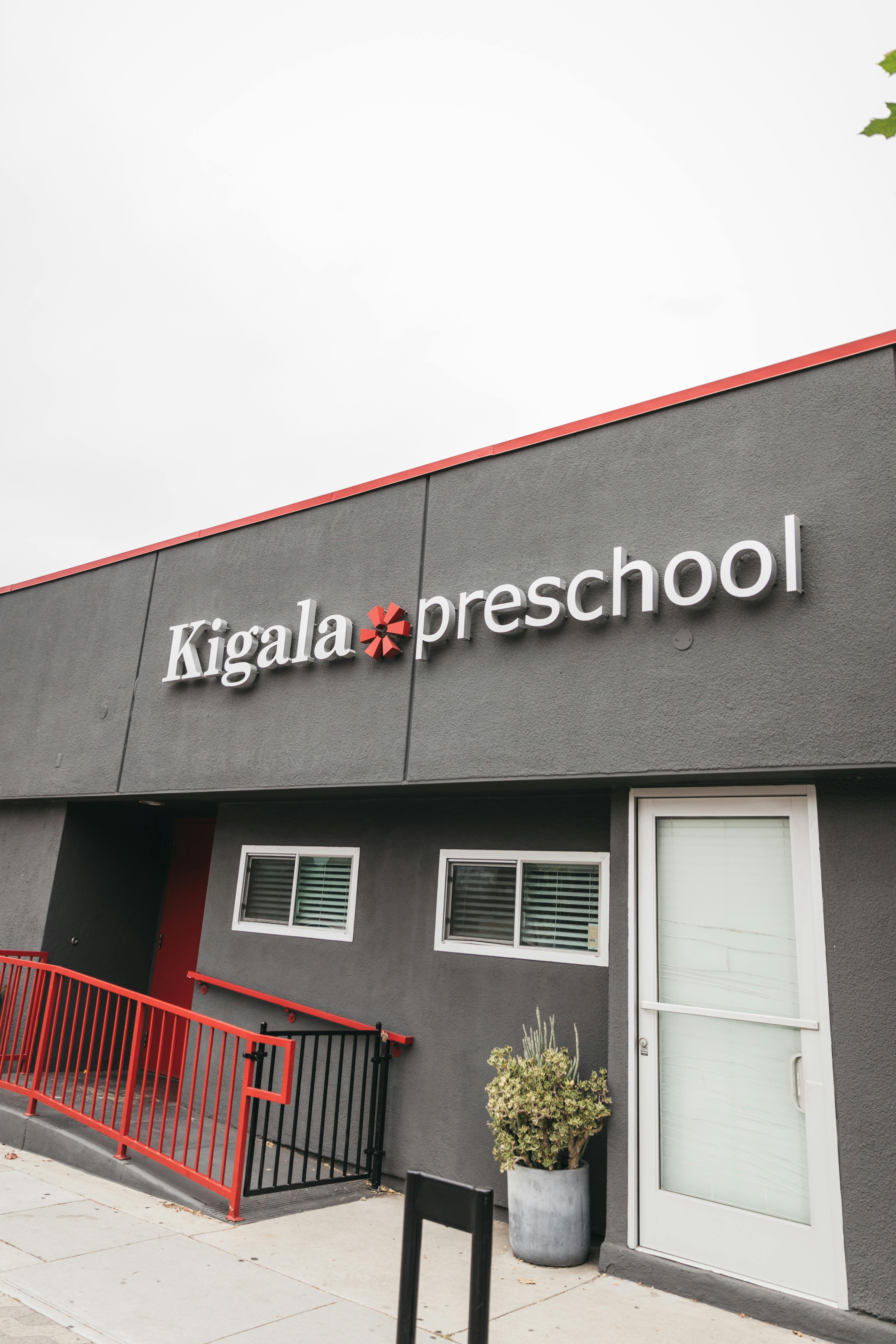 Kigala Preschool sign on a building exterior
