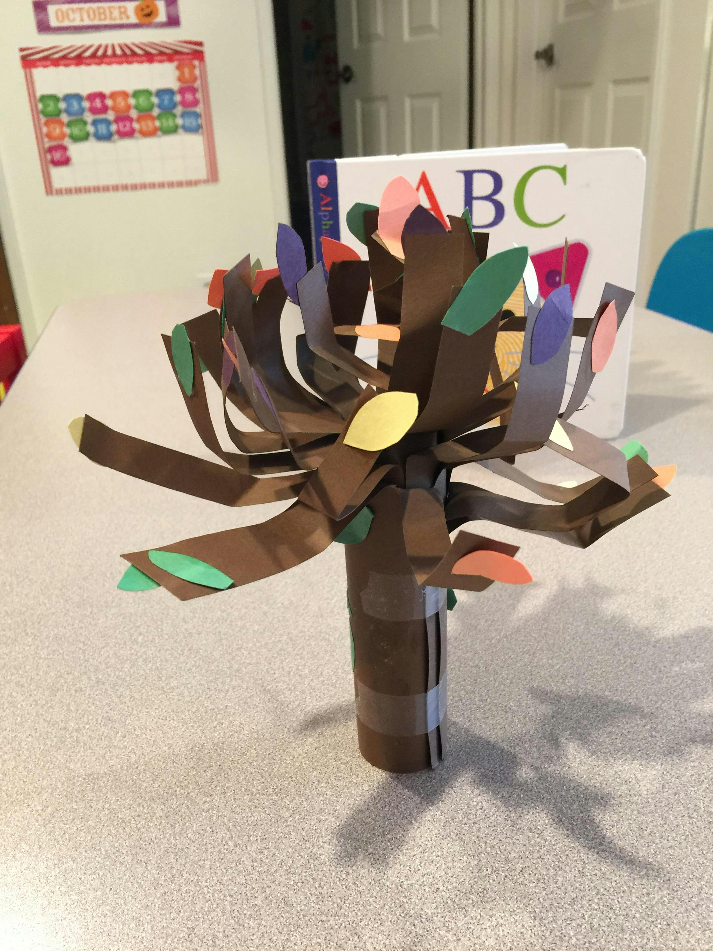 Paper craft tree with colorful leaves
