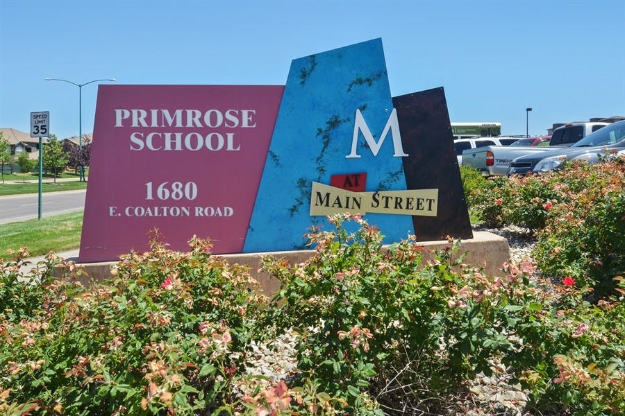 Primrose School at Main Street sign with address