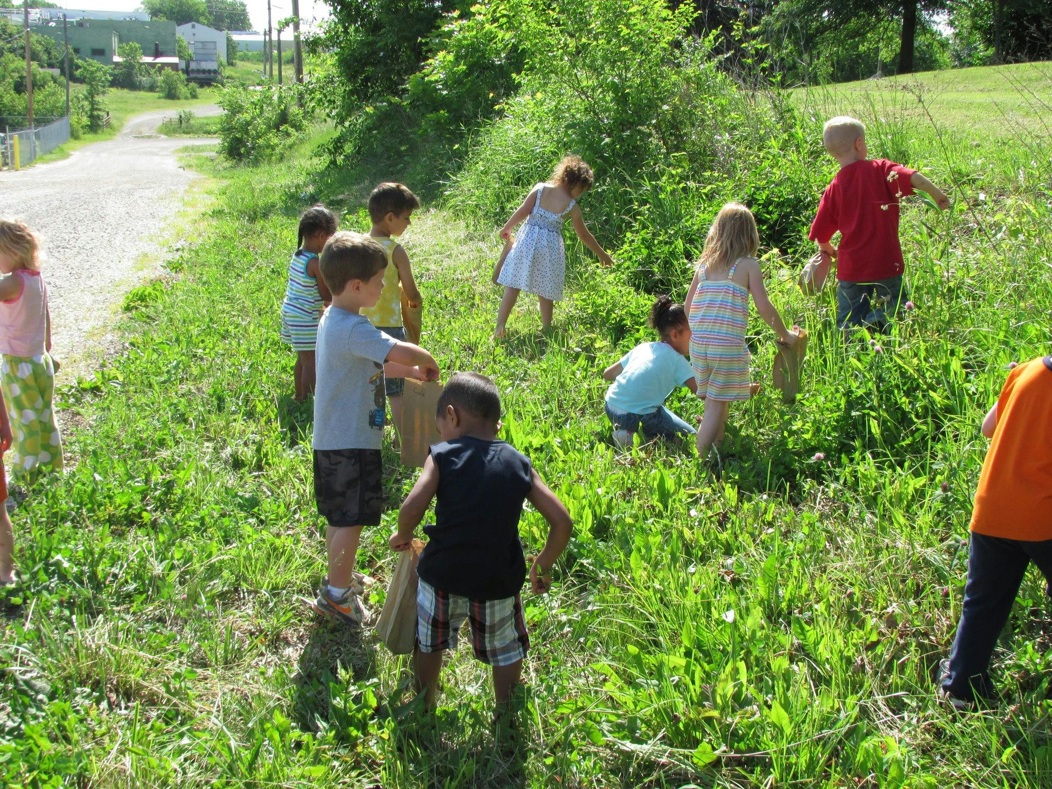 Children in a grassy field