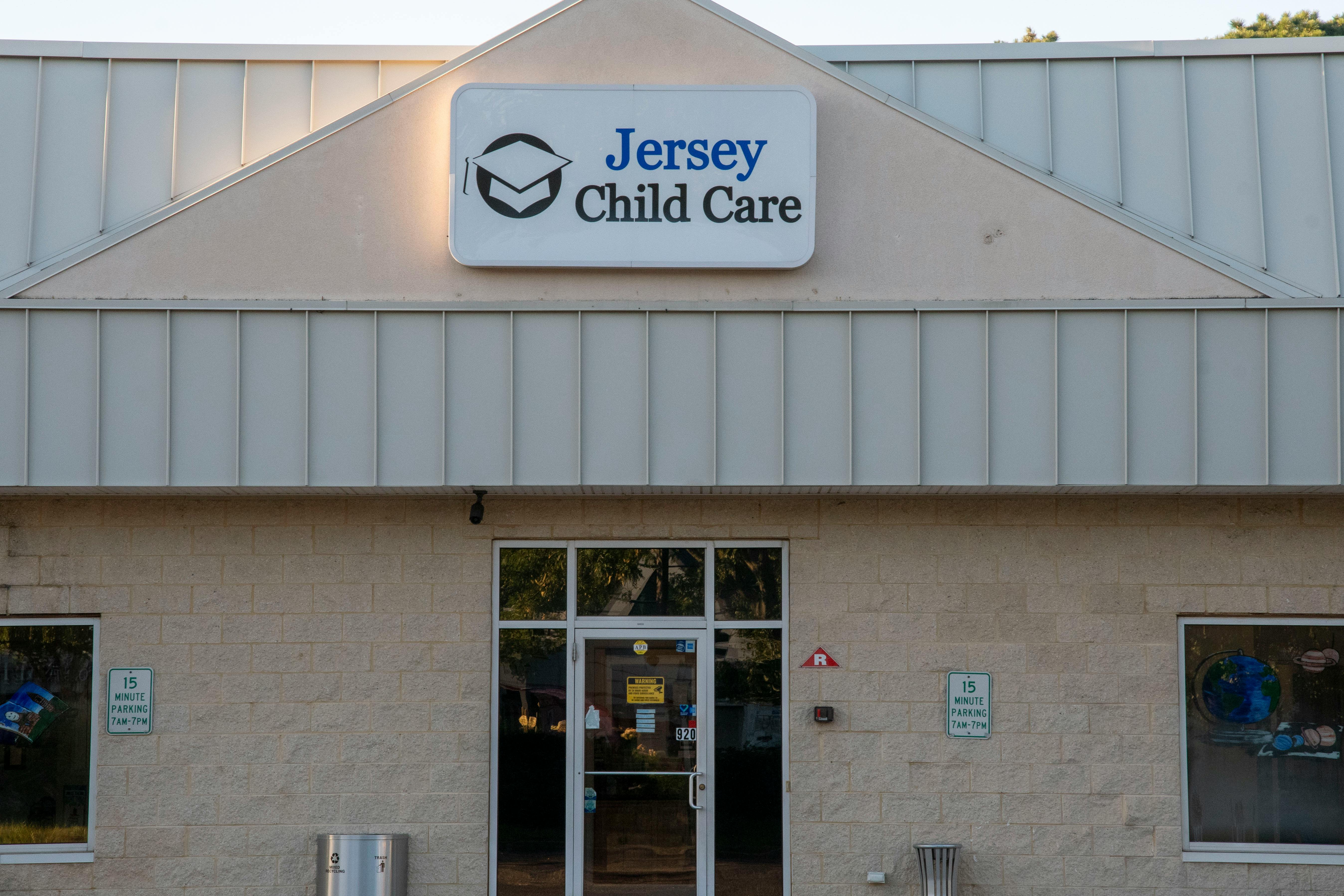 Jersey Child Care sign on a building facade