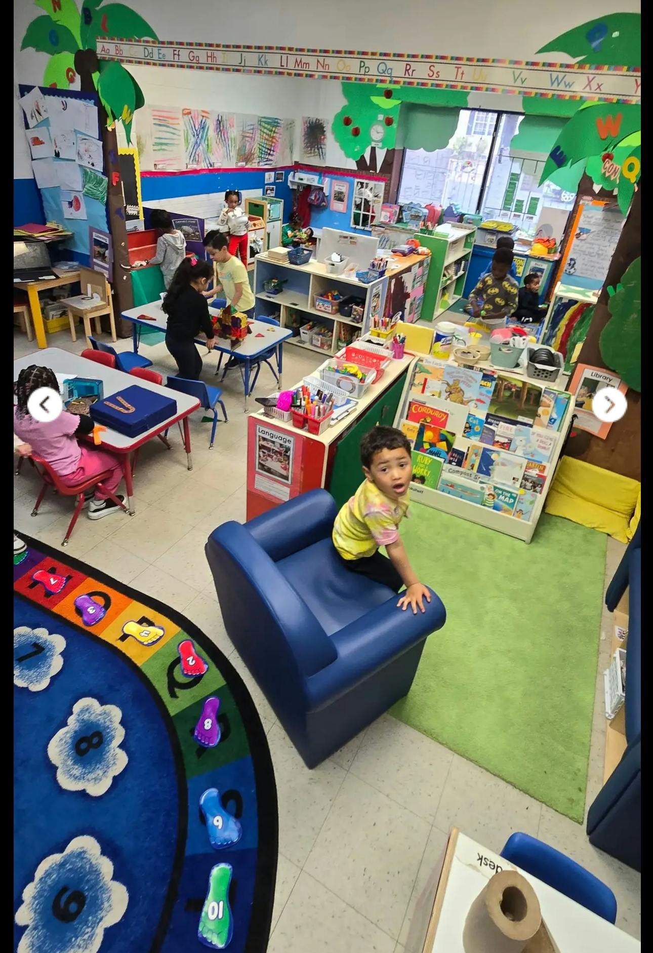 Children playing in a classroom