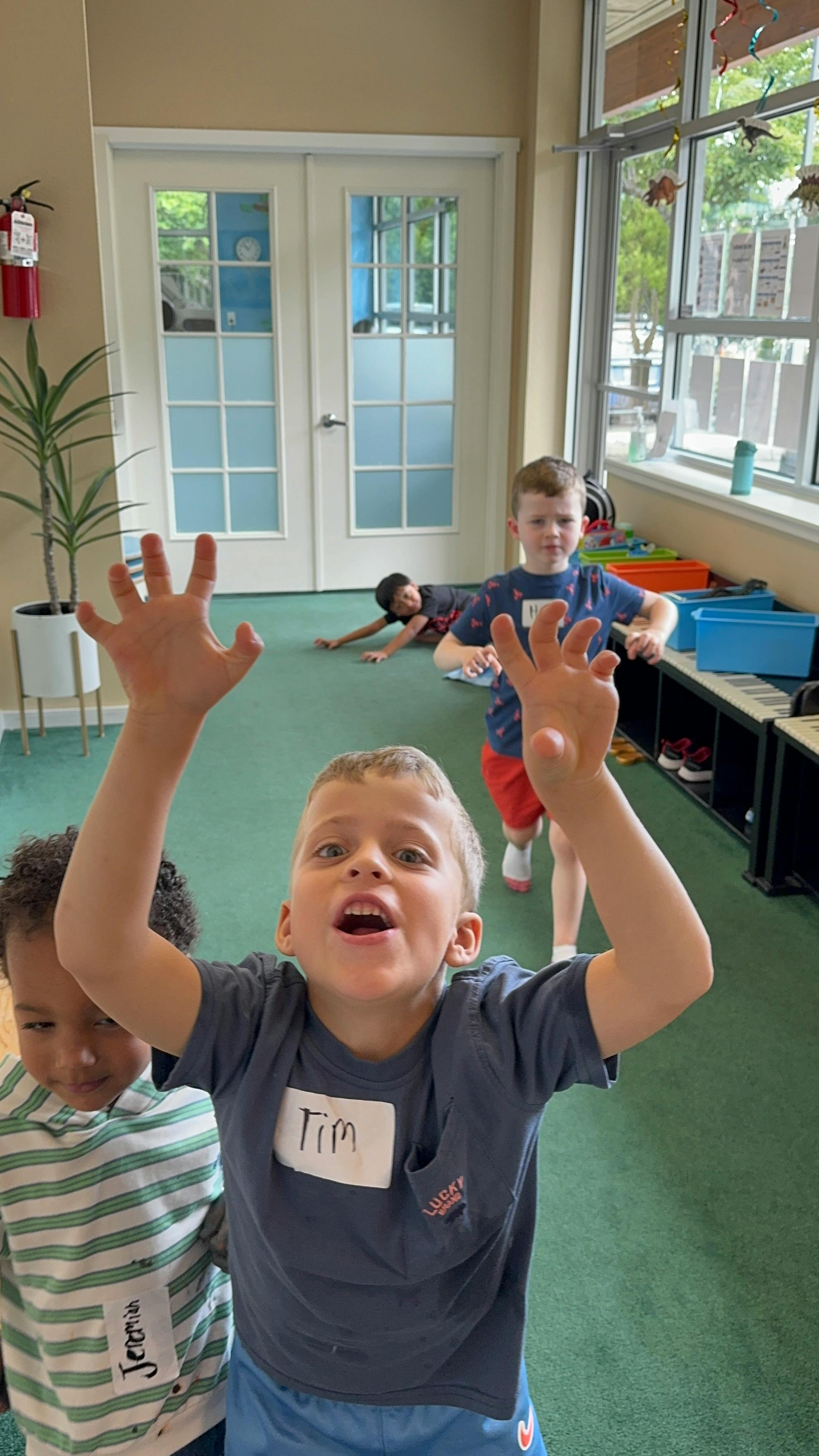 Children playing in a classroom