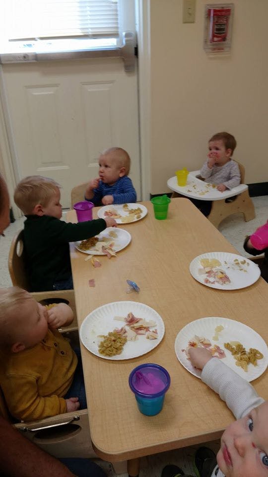 Children eating at a table