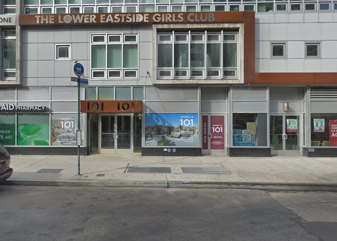 Building with "The Lower Eastside Girls Club" sign above entrance