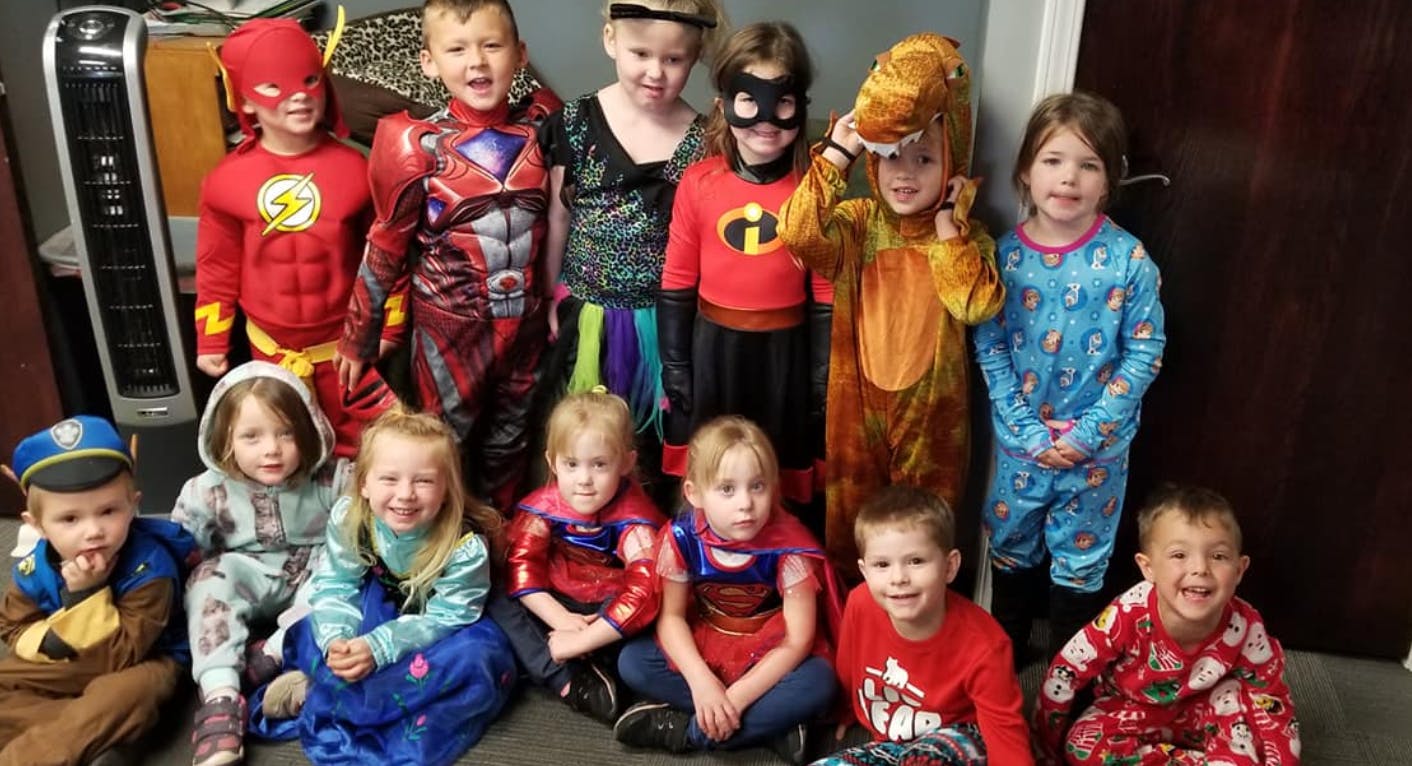 Group of children in various costumes