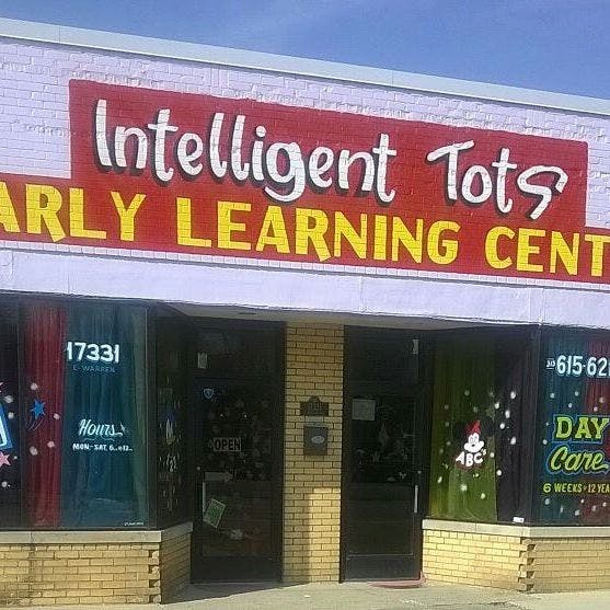 Intelligent Tots Early Learning Center sign above a storefront