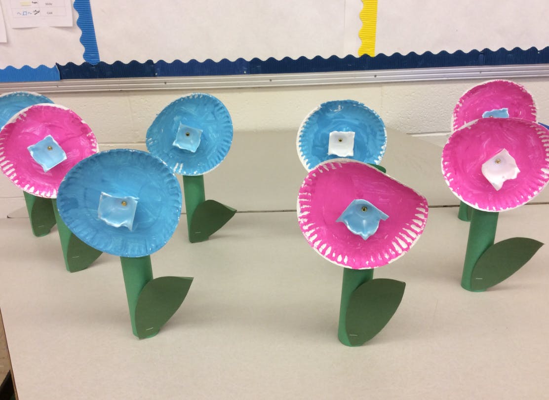 Craft flowers made from paper plates and cardboard