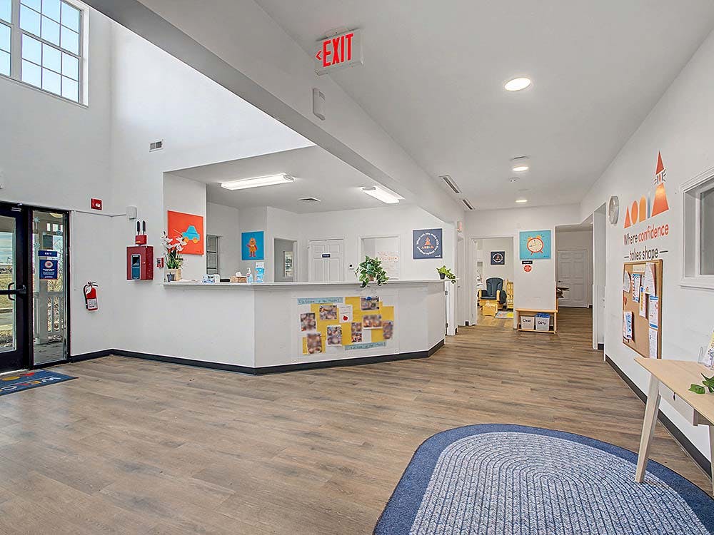 Entrance and reception area of a bright and open preschool