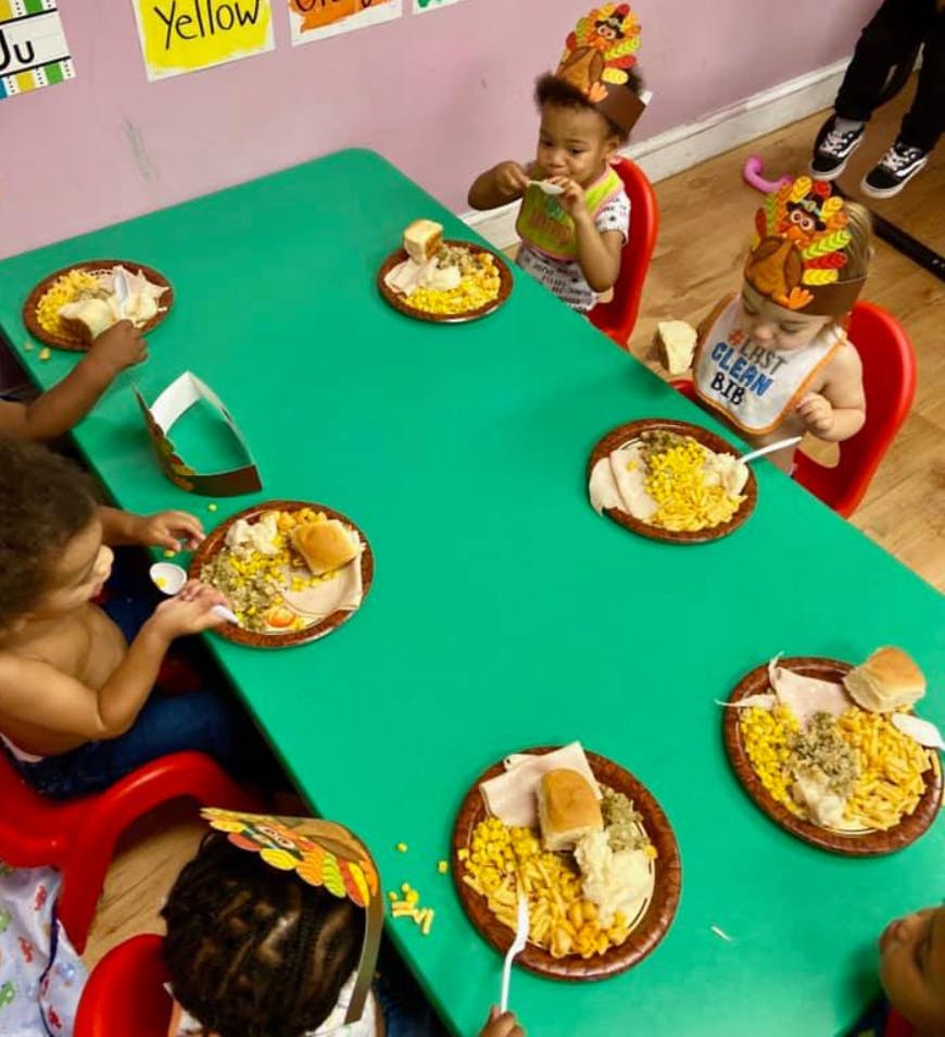 Children eating at a table