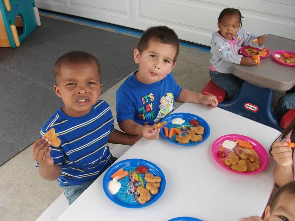 Children eating at a table