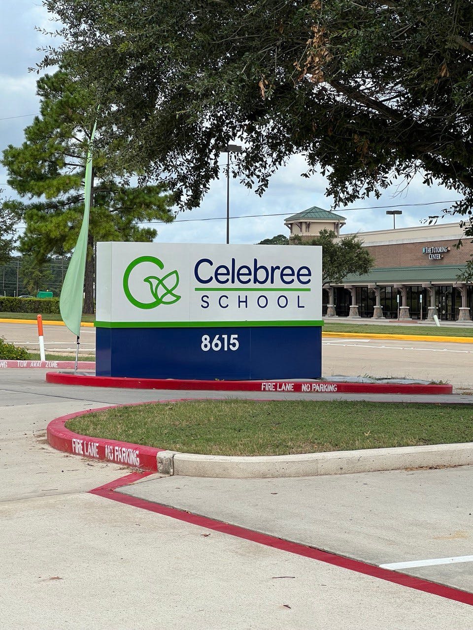 Celebree School sign with address 8615