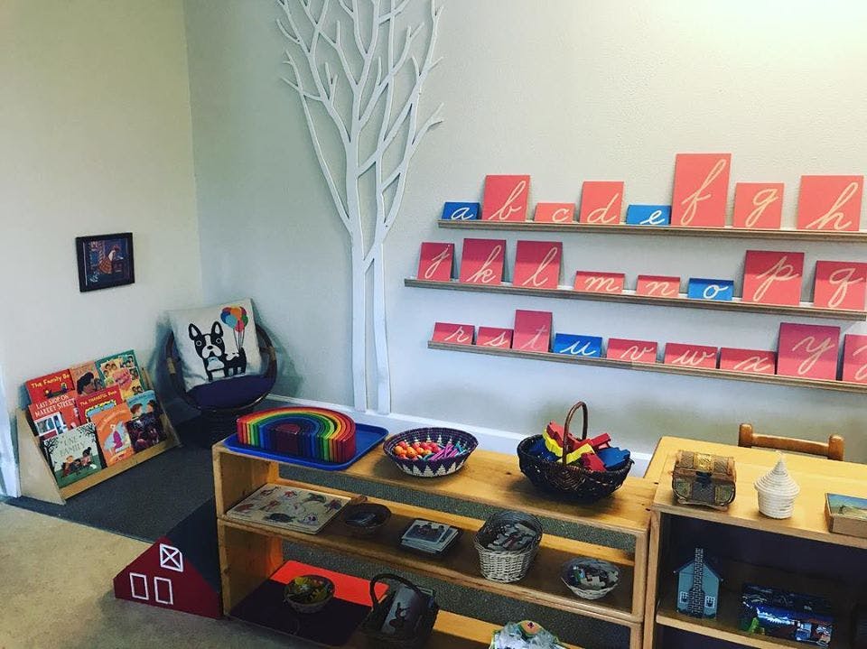 Classroom with shelves of learning materials and books