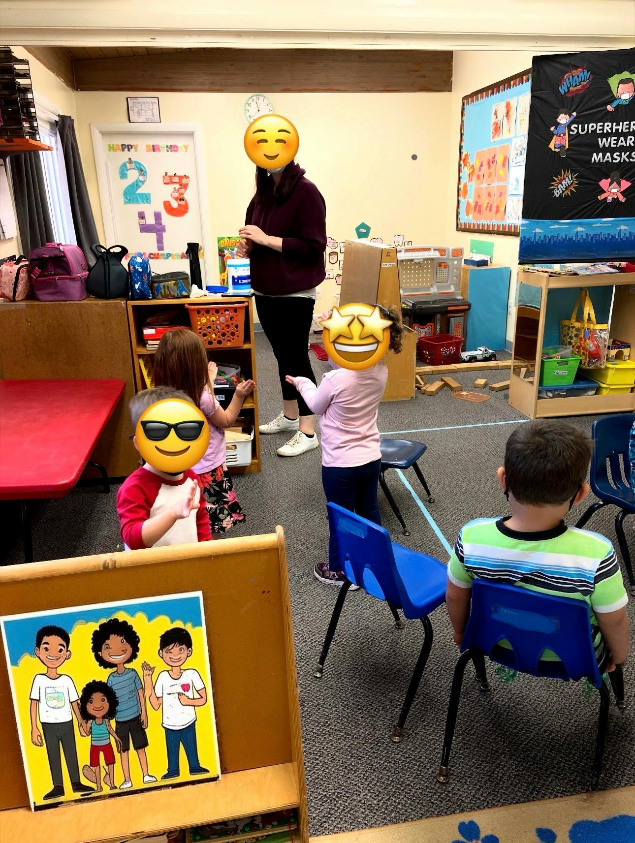 A person teaching children in a classroom