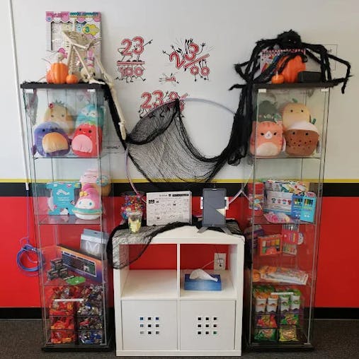Halloween decorations and merchandise on display