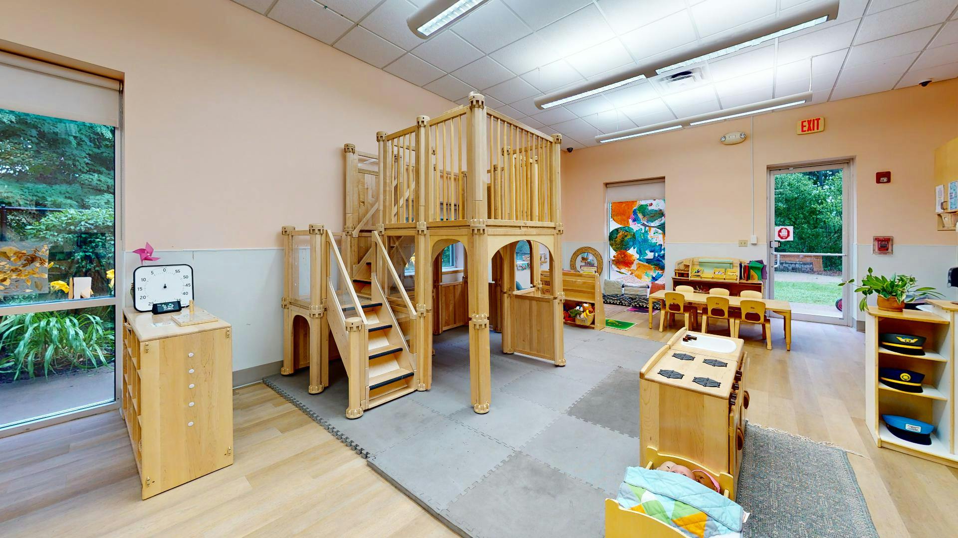 Indoor play structure in a classroom