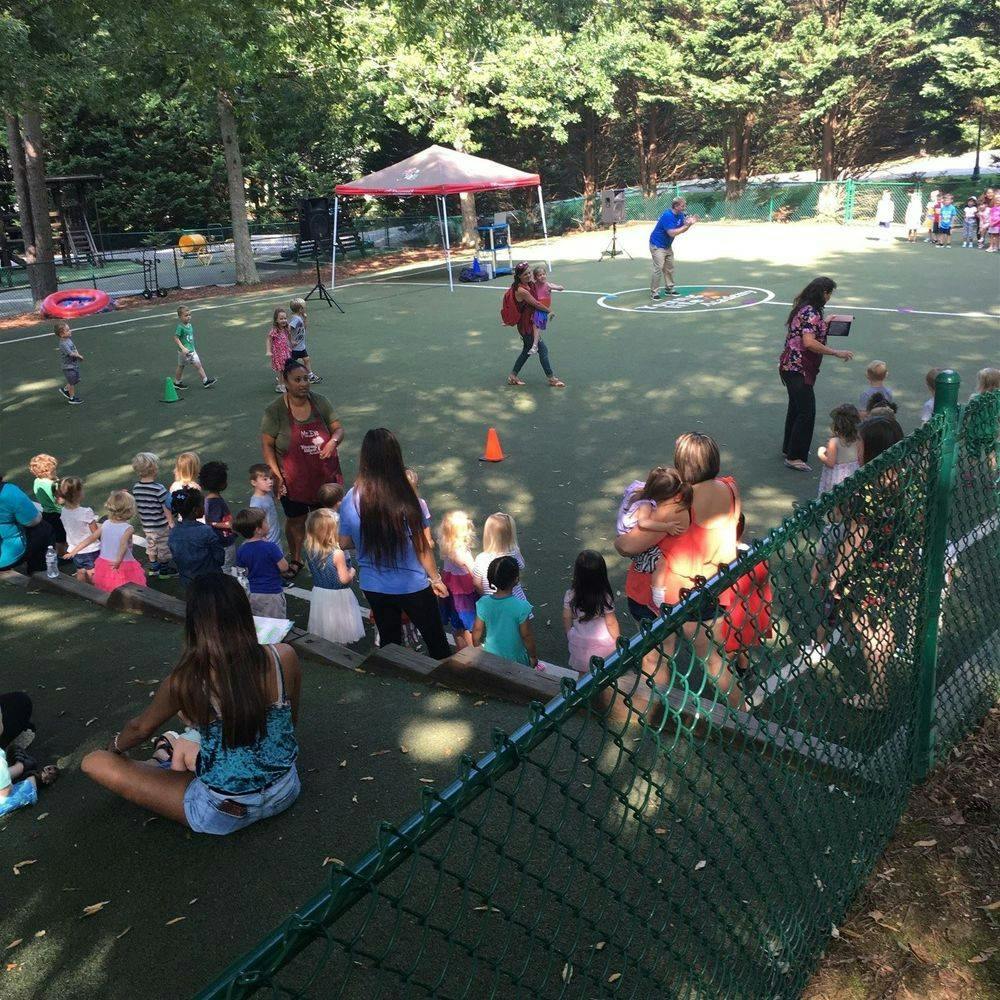 People and children on a playground