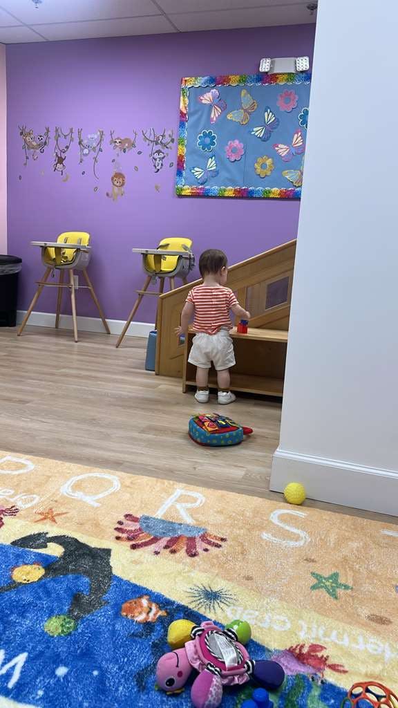 Child playing with blocks in a daycare center