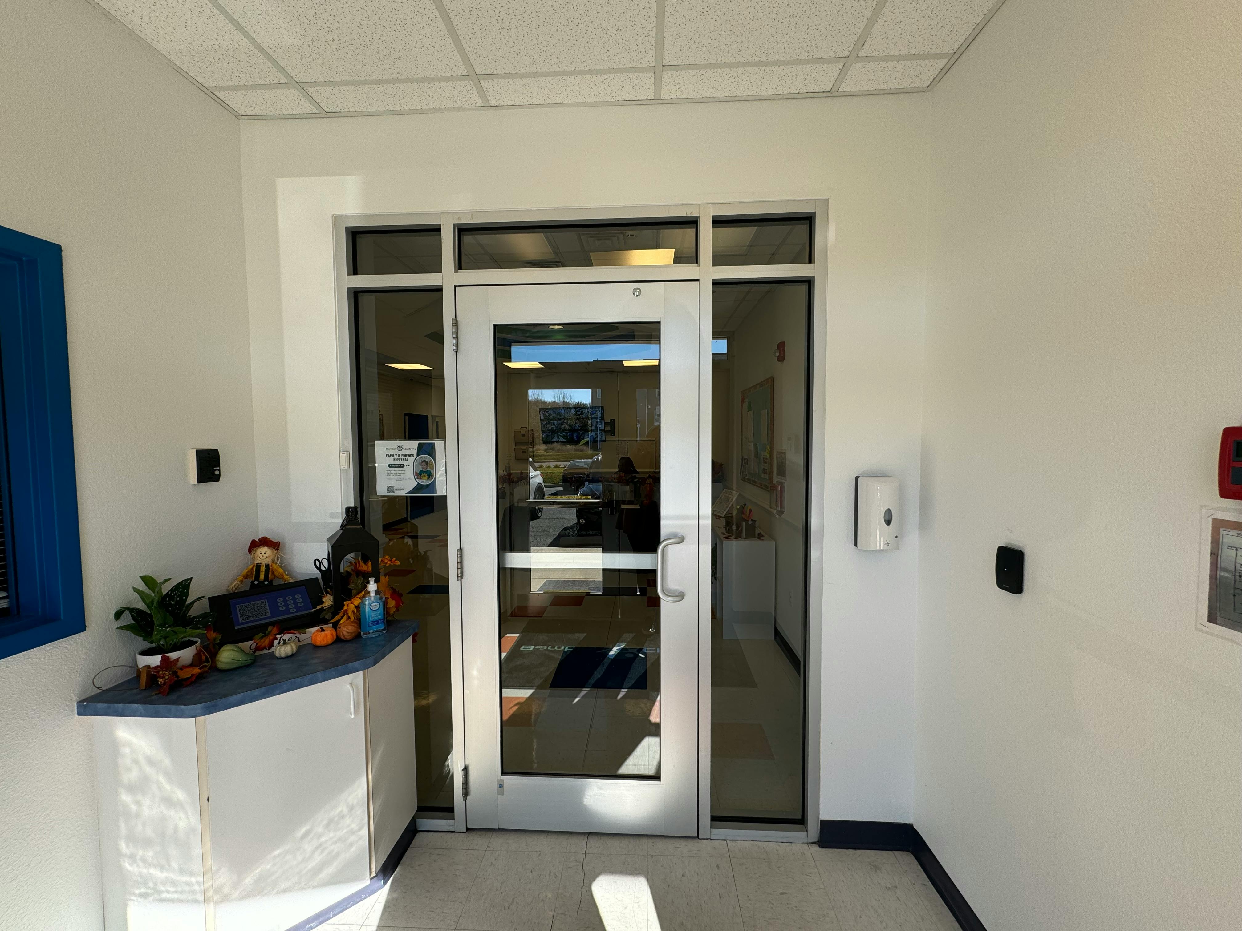 Glass door entrance to a building