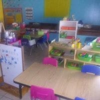Classroom with tables and chairs