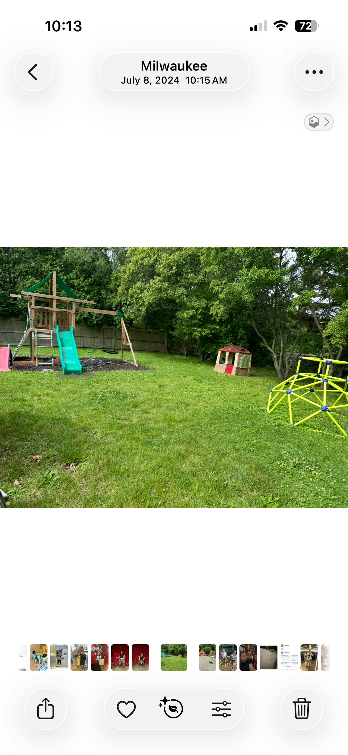 Children's playground set in a backyard