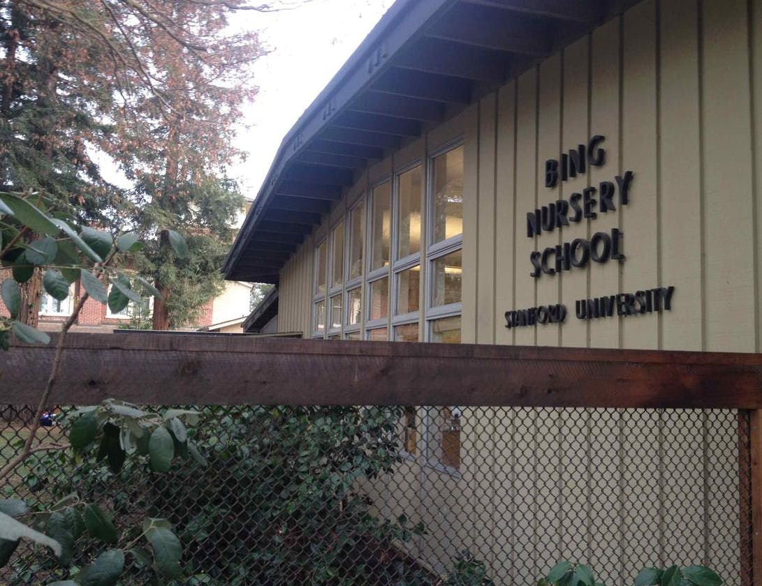 Building with "Bing Nursery School Stanford University" on the side