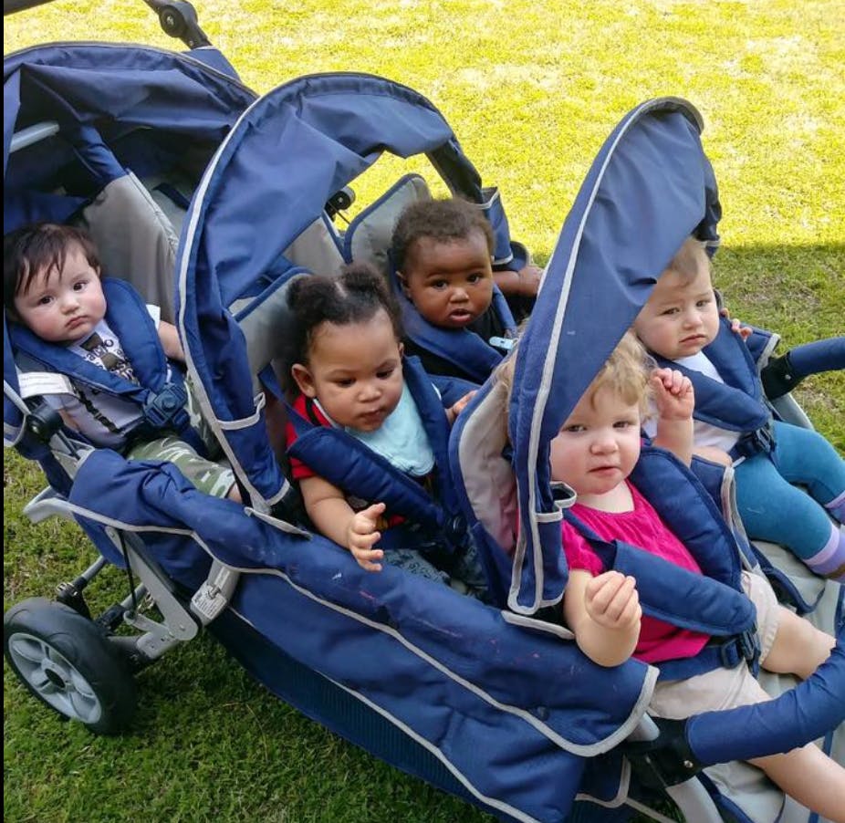 Multiple babies in a large stroller