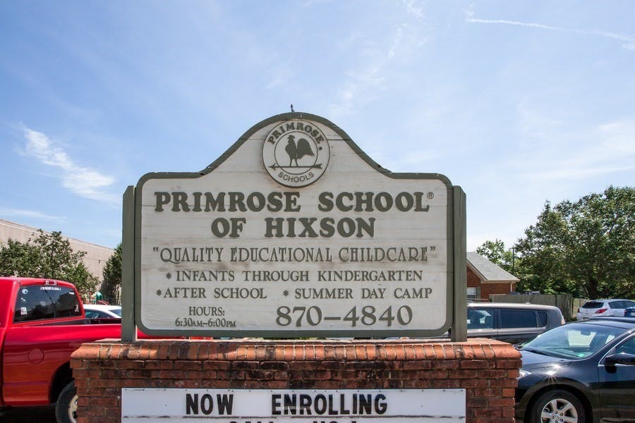 Primrose School of Hixson sign with phone number 870-4840