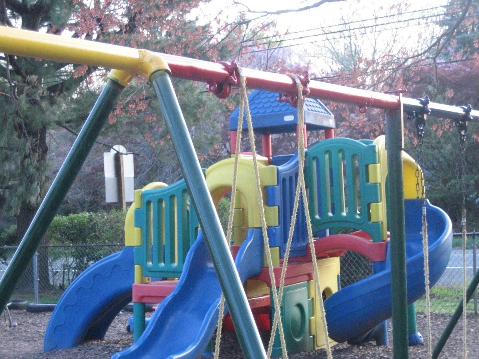 Playground with slides and swings