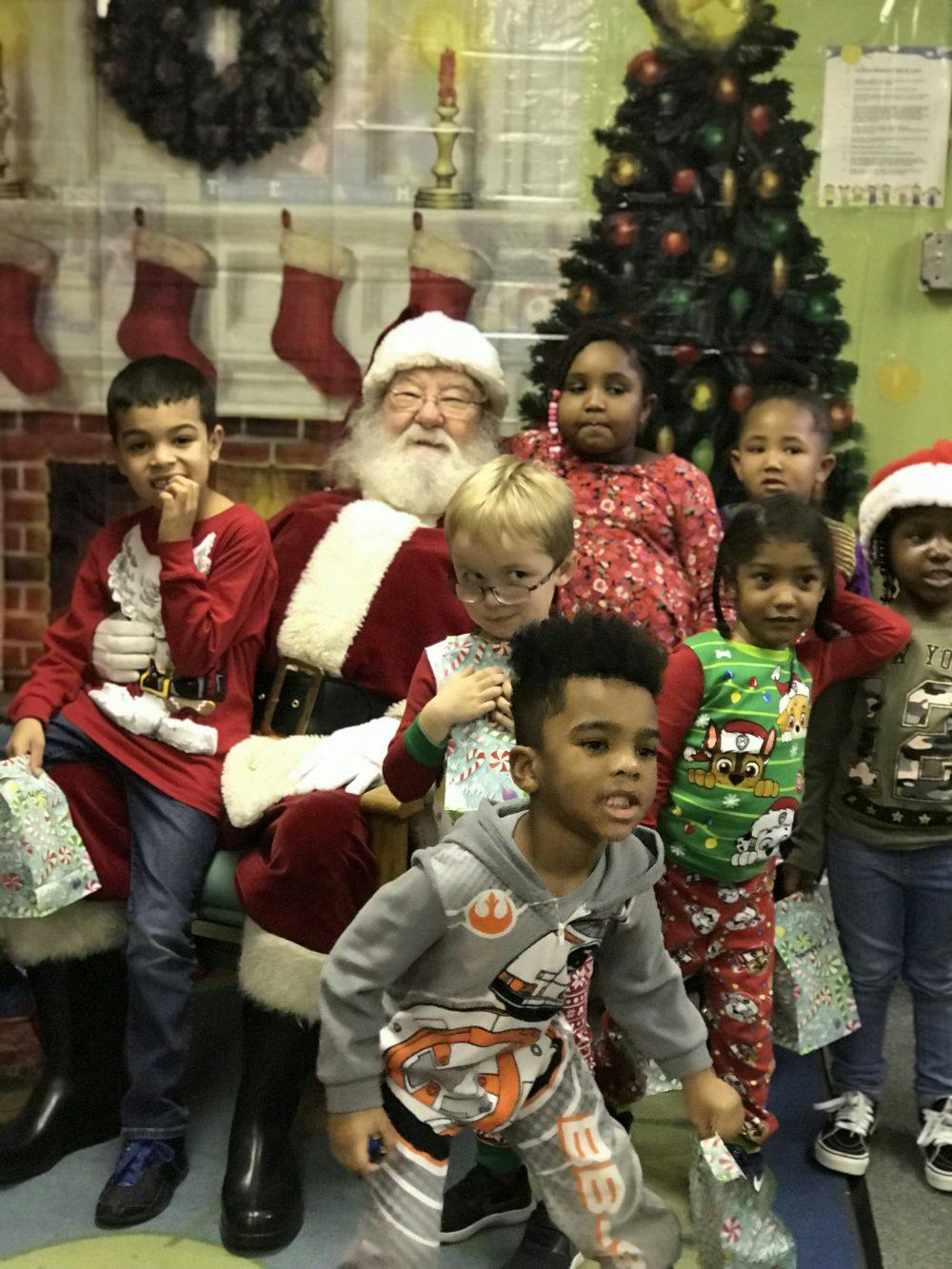 Santa Claus with a group of children