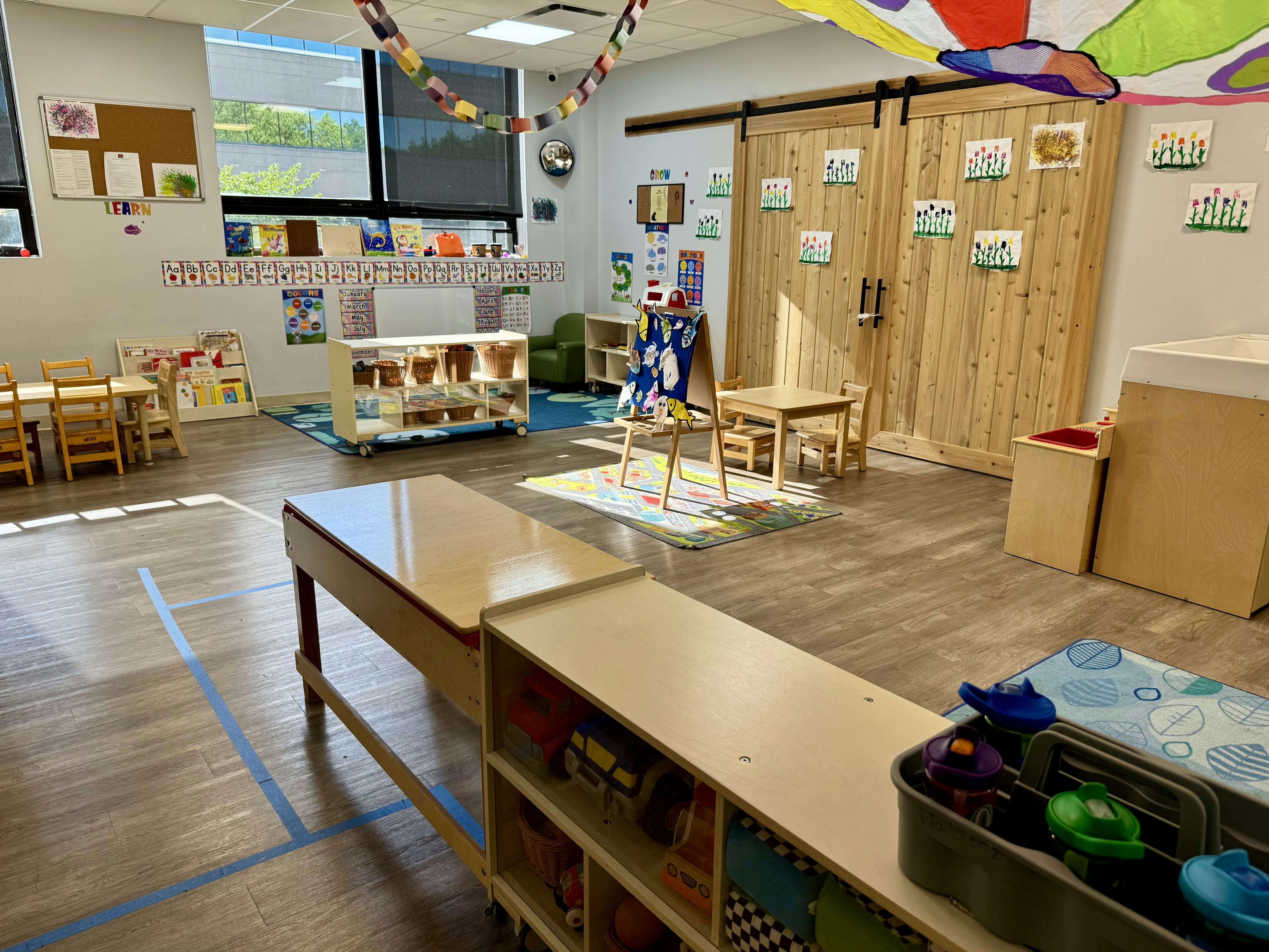 An empty early childhood education classroom