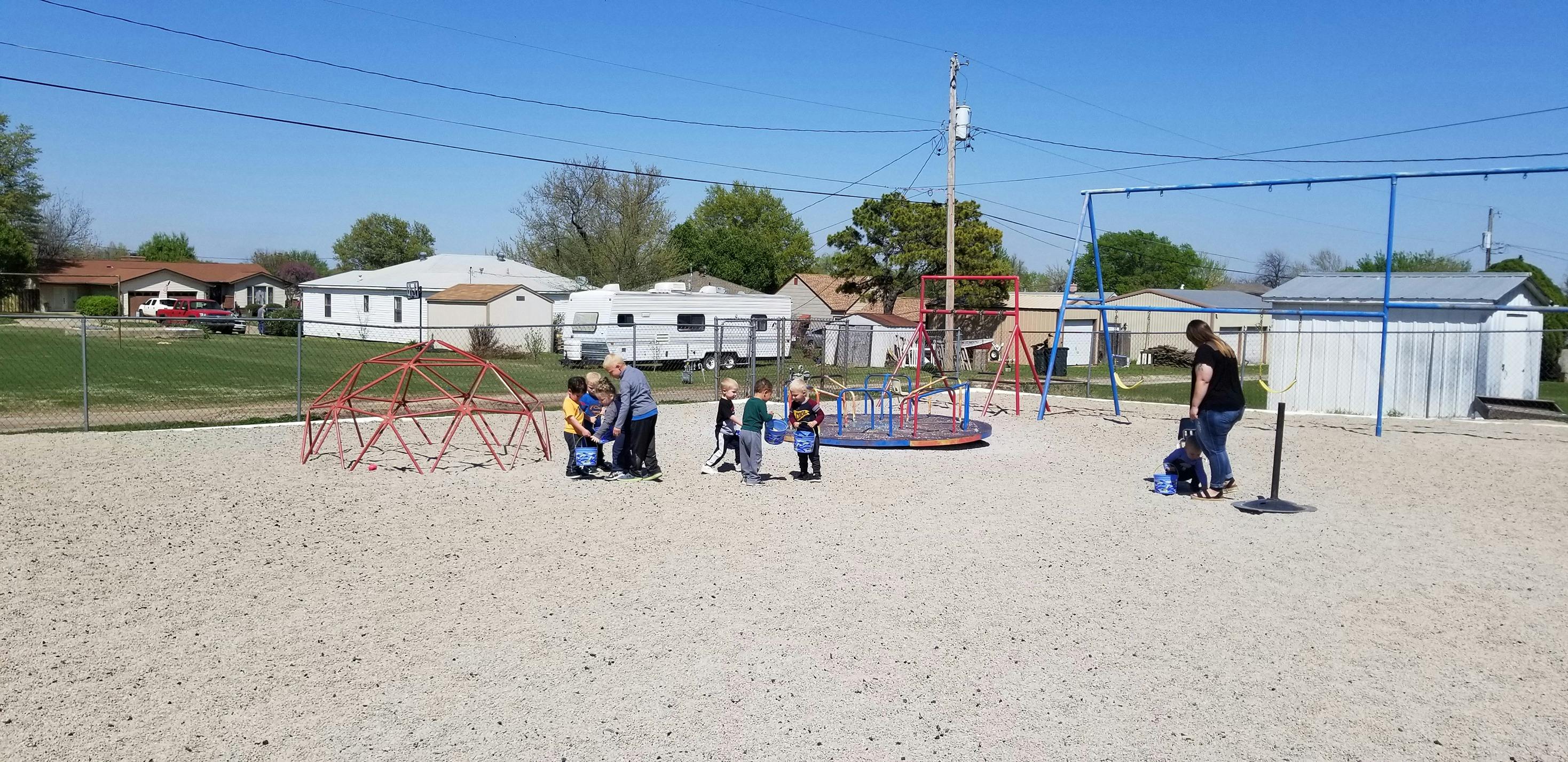 People and children on a playground