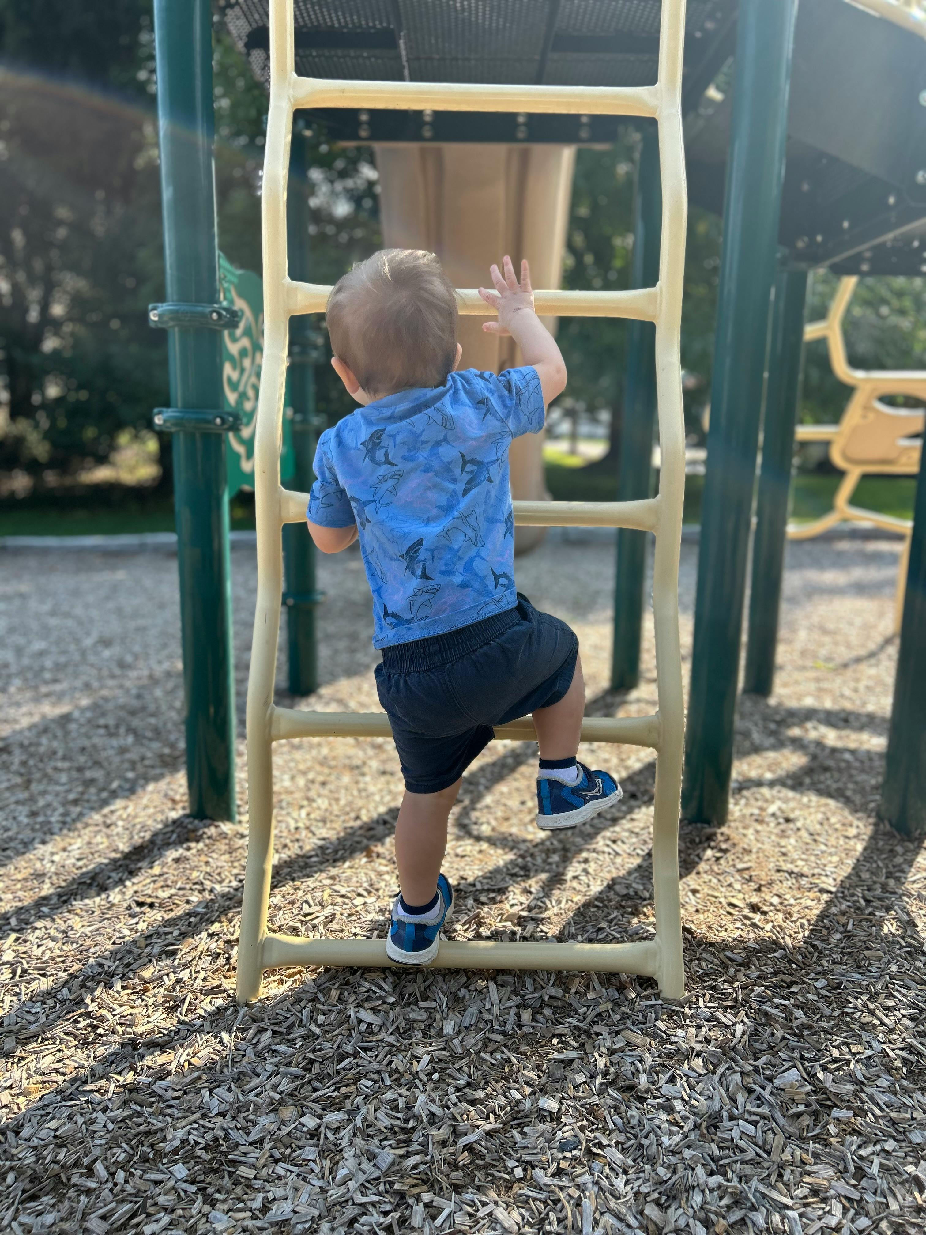 Child climbing a ladder on a playground