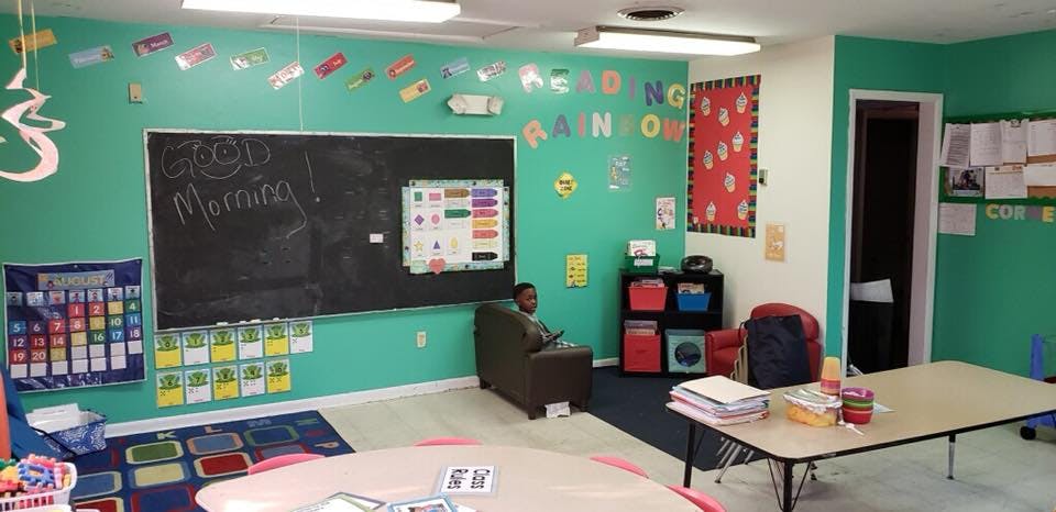 Classroom with a person sitting in a chair