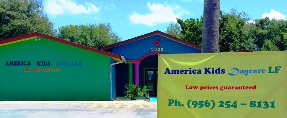 America Kids Daycare LF sign in front of a building