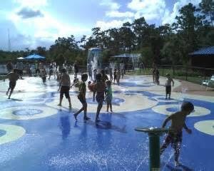 Children playing in a splash pad