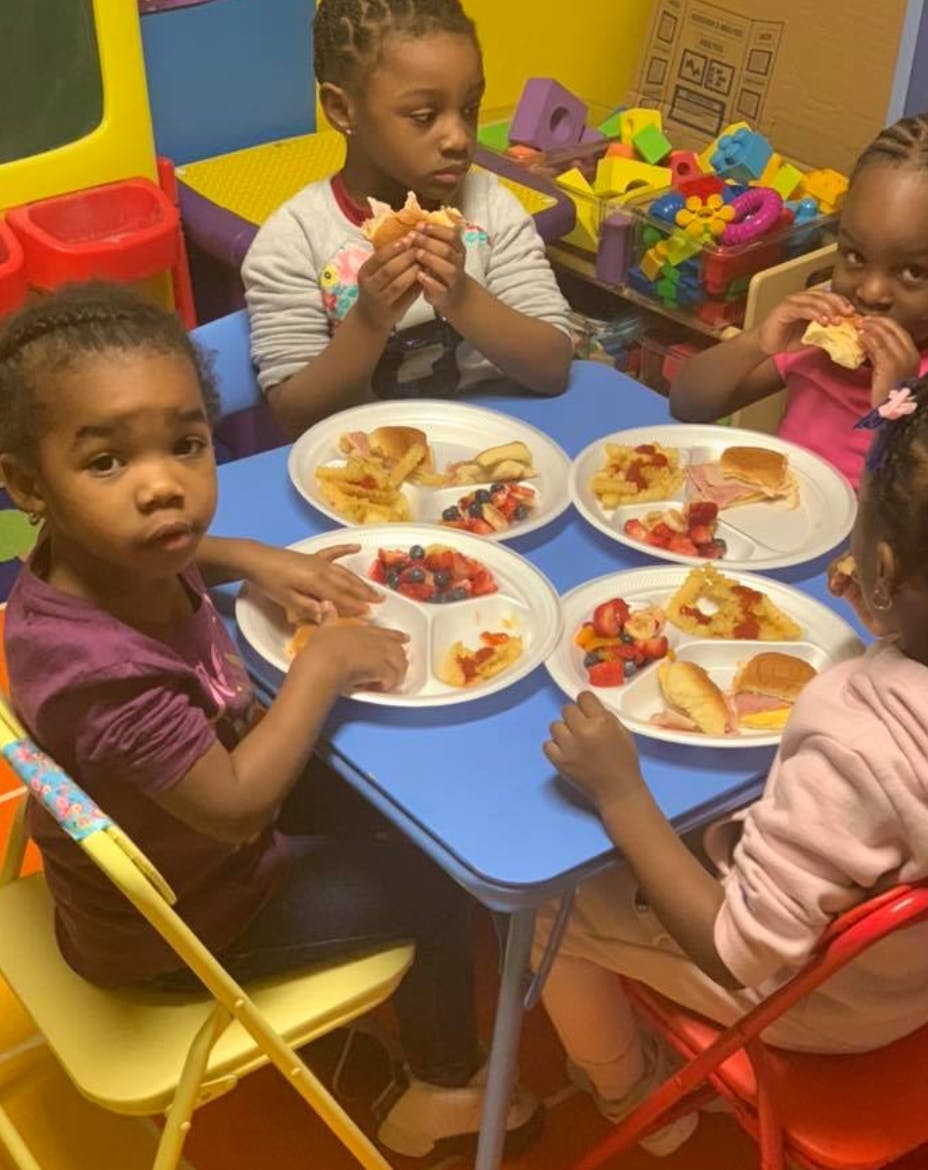 Children eating at a table