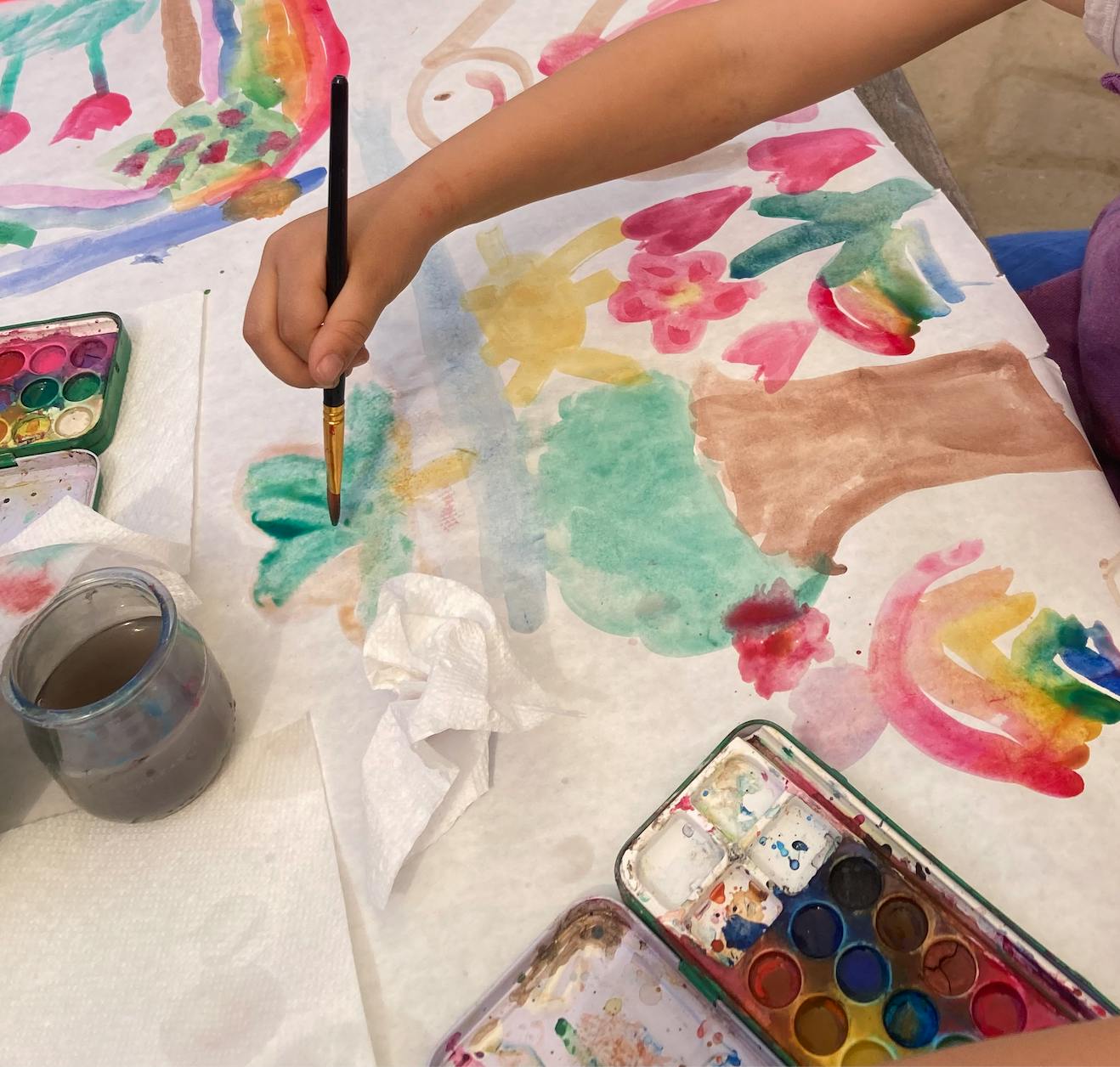 A person painting with watercolors on paper